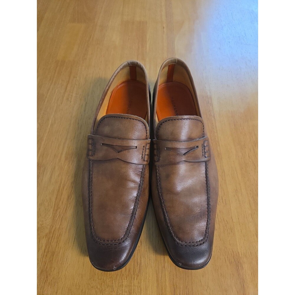 Magnanni Brown Leather Penny Loafers Size 8.5 Style 16845 Fits Like A US 9